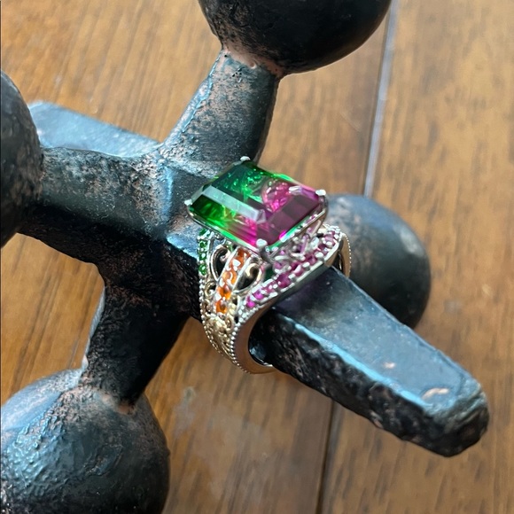 🍉 Emerald Cut Watermelon Quartz Ring 😍 - Picture 4 of 9